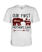 Mother Our First Mother's Day Bear 2021 V-Neck T-Shirt tile