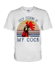 Stop Staring At My Cock V-Neck T-Shirt tile