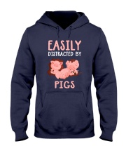 Easily Distracted By Pigs Hooded Sweatshirt front