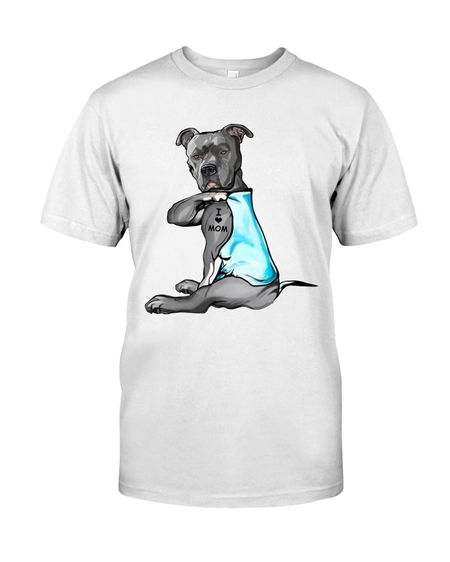 Pit Bull I Love Mom Tattoo Classic T-Shirt