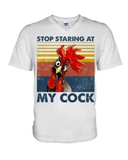 Chicken Stop Starring At My Cock V-Neck T-Shirt tile