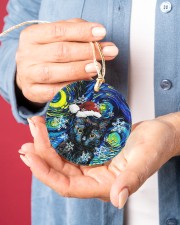 Black Cat Art Starry Night Circle ornament - single (porcelain) aos-circle-ornament-single-porcelain-lifestyles-01