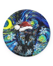 Black Cat Art Starry Night Circle ornament - single (porcelain) front