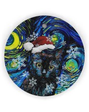 Black Cat Art Starry Night Circle Ornament (Wood tile