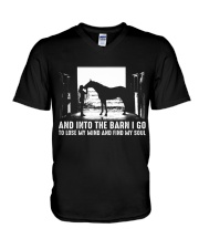 HORSE AND INTO THE BARN I GO V-Neck T-Shirt tile