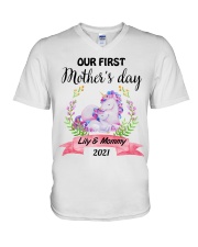 Mother Our First Mother's Day Unicorn 2021 V-Neck T-Shirt tile