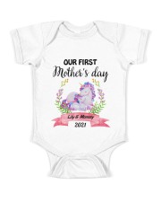 Mother Our First Mother's Day Unicorn 2021 Baby Onesie front