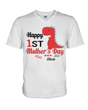 Mother Our First Mother's Day 2021 Dinosaur V-Neck T-Shirt tile