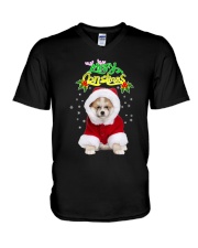 Akita Merry Xmas V-Neck T-Shirt thumbnail