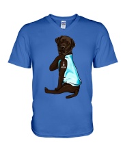 Chocolate Labrador I Love Mom Tattoo V-Neck T-Shirt thumbnail