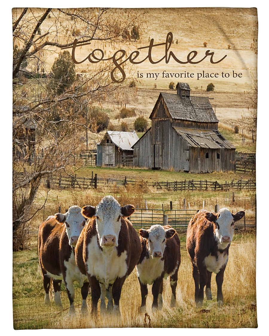 Cow Together Is My Favorite Place Graphic Design Small Fleece Blanket - 30" x 40"