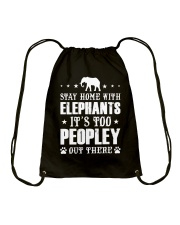 Stay Home With Elephants Drawstring Bag thumbnail