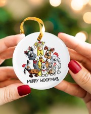 Dog Merry Woofmas Circle ornament - single (porcelain) aos-circle-ornament-single-porcelain-lifestyles-08