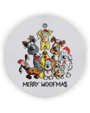 Dog Merry Woofmas Circle Ornament (Wood tile