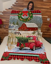 HORSE CHRISTMAS BLANKET Large Fleece Blanket - 60" x 80" aos-coral-fleece-blanket-60x80-lifestyle-front-04