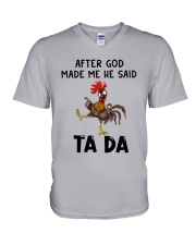 Chicken After God Made Me He Said Ta Da V-Neck T-Shirt tile