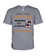 Chihuahua -First thing V-Neck T-Shirt thumbnail