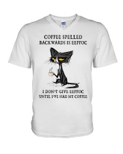 COFFEE SPELLED BACKWARDS V-Neck T-Shirt tile