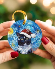 Cat Tuxedo Cat Art Starry Night Circle ornament - single (porcelain) aos-circle-ornament-single-porcelain-lifestyles-08