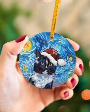 Cat Tuxedo Cat Art Starry Night Circle ornament - single (porcelain) aos-circle-ornament-single-porcelain-lifestyles-09