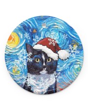 Cat Tuxedo Cat Art Starry Night Circle ornament - single (porcelain) front