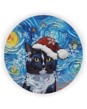 Cat Tuxedo Cat Art Starry Night Circle Ornament (Wood tile