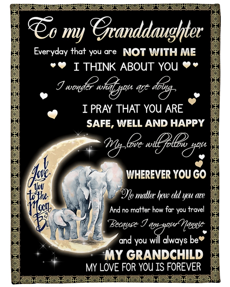 Elephant To My Granddaughter Blanket Large Fleece Blanket - 60" x 80"