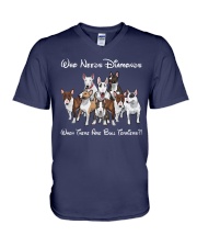 bull terrier diamonds V-Neck T-Shirt thumbnail