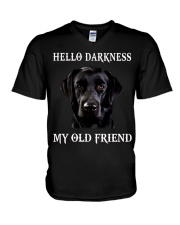 Labrador Hello Darkness My Old Friend V-Neck T-Shirt tile