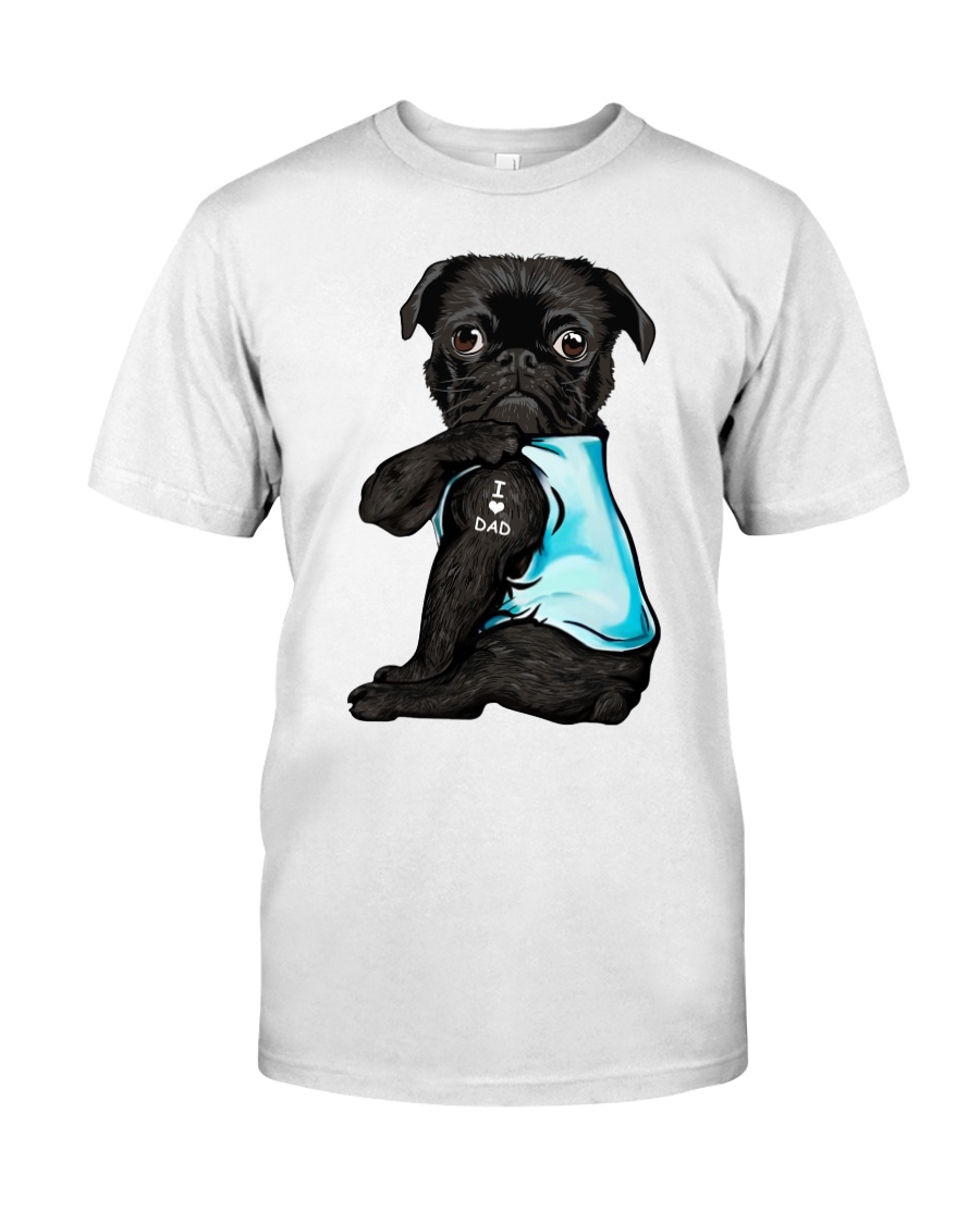 Black Pug I Love Dad Classic T-Shirt