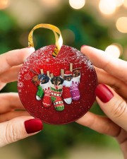 Dachshund Christmas Shocks Circle ornament - single (porcelain) aos-circle-ornament-single-porcelain-lifestyles-08
