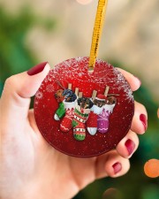 Dachshund Christmas Shocks Circle ornament - single (porcelain) aos-circle-ornament-single-porcelain-lifestyles-09
