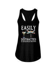 Easily Distracted By Dragonflies And Wine Ladies Flowy Tank front