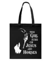 HORSE THIS GIRL RUNS ON JESUS AND HORSES Tote Bag tile