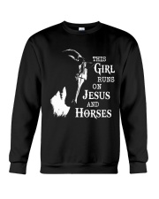 HORSE THIS GIRL RUNS ON JESUS AND HORSES Crewneck Sweatshirt front
