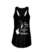 HORSE THIS GIRL RUNS ON JESUS AND HORSES Ladies Flowy Tank tile