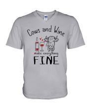 Cows And Wine V-Neck T-Shirt thumbnail