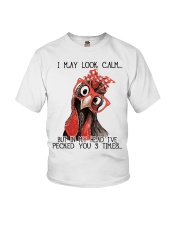 Chicken I May Look Calm Youth T-Shirt tile