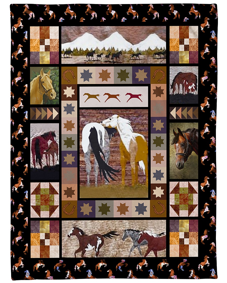 Horse Funny Blanket Native Graphic Design Large Fleece Blanket - 60" x 80"