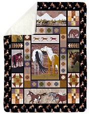 Horse Funny Blanket Native Graphic Design Large Sherpa Fleece Blanket - 60" x 80" thumbnail