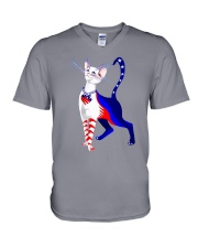 Cat Flag America V-Neck T-Shirt thumbnail