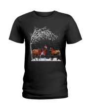 HORSE CHRISTMAS SNOW Ladies T-Shirt tile