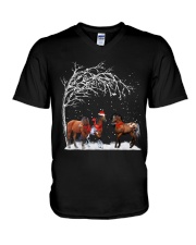 HORSE CHRISTMAS SNOW V-Neck T-Shirt tile