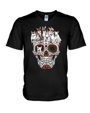 Skull Bull Terrier V-Neck T-Shirt thumbnail