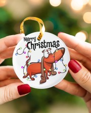 Dachshund Merry Christmas Circle ornament - single (porcelain) aos-circle-ornament-single-porcelain-lifestyles-08