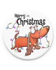 Dachshund Merry Christmas Circle ornament - single (porcelain) front