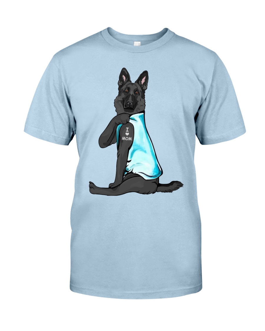 Black German Shepherd I Love Mom Classic T-Shirt