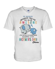 1st Mother's Day Grandma Told Me Elephant V-Neck T-Shirt tile