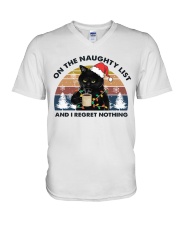 CAT ON THE NAUGHTY LIST V-Neck T-Shirt tile