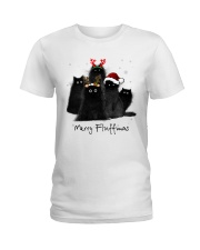 Merry Fluffmas Fluffy Cat Family Ladies T-Shirt tile